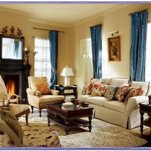 Prompt: damask living room