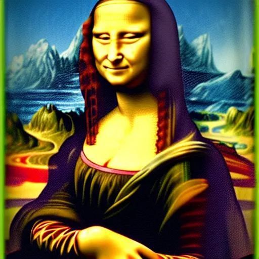 Prompt: mona lisa as a na'vi from the movie avatar
