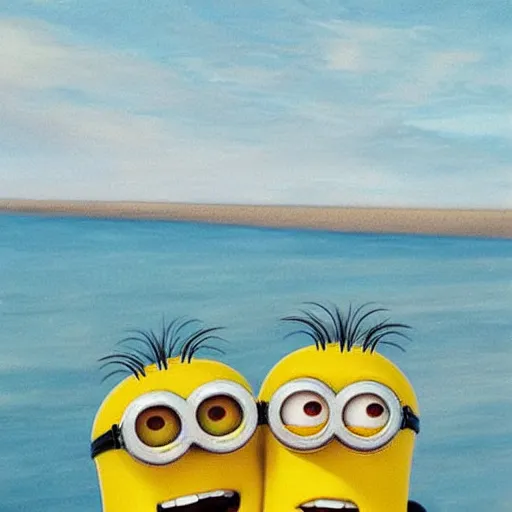 Prompt: minions at the beach