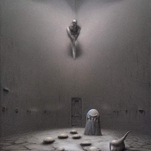 Image similar to Prison of angst. Fear. Concept art. Zdzisław Beksiński