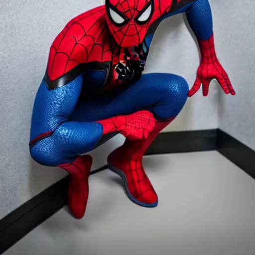 Image similar to spider-man on the toilet, 4k realistic photo