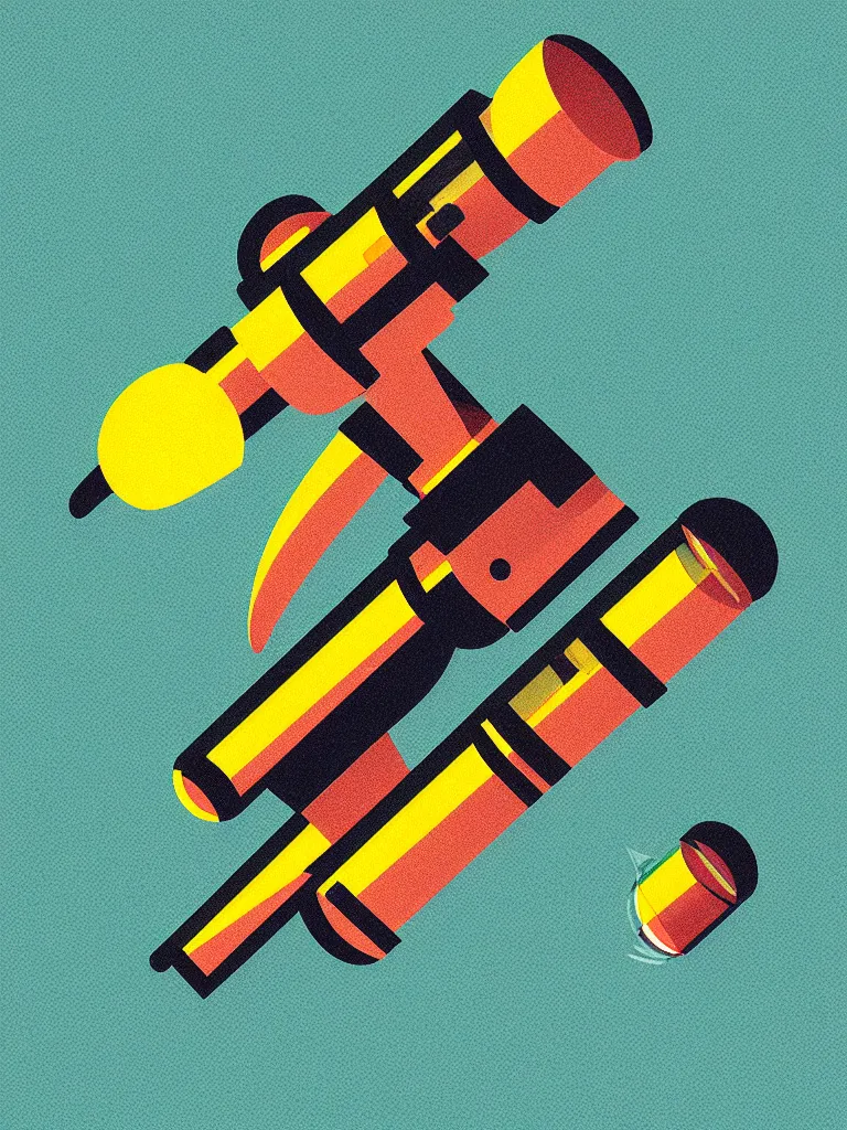 Image similar to editorial illustration scientific lab test tube telescope microscope spaceship, fine texture, dynamic composition, detailed, matte print, dynamic perspective, halftone texture, colorful modern, mads berg