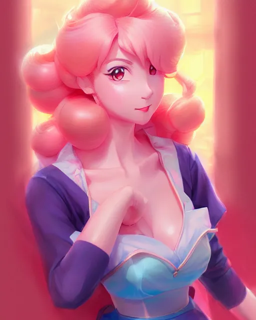 Image similar to princess peach from nintendo, portrait shinkai makoto studio ghibli studio key hideaki anno sakimichan stanley artgerm lau rossdraws james jean marc simonetti elegant highly detailed digital painting artstation pixiv