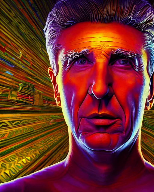 Prompt: portrait ultra dimensional leslie nielsen entity, accidentally tripping on dmt and acid, psychedelic experience, overwhelming psychosis of self realization and burning awakening, ultra high definition, unreal engine 5, hyperrealism, masterpiece composition, by casey weldon, barclay shaw 8 k photorealistic