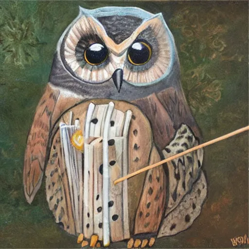 Image similar to owl with pan flute