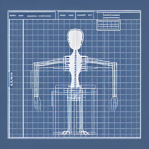 Prompt: technical blueprint schematic wireframe diagram of a ghost