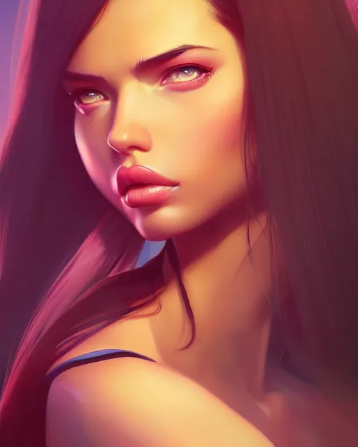 Image similar to portrait of a beautiful adriana lima, art by lois van baarle and ross tran and sam yang and ilya kuvshinov and guweiz, digital art, high detail, sharp focus, unreal engine 5, trending on artstation, deviantart, pinterest, victorias secret, 4 k uhd image