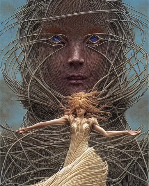 Image similar to conjuring!!! an image!!! from noise, by michael parkes, peter gric, and larry elmore, intricate, artgerm