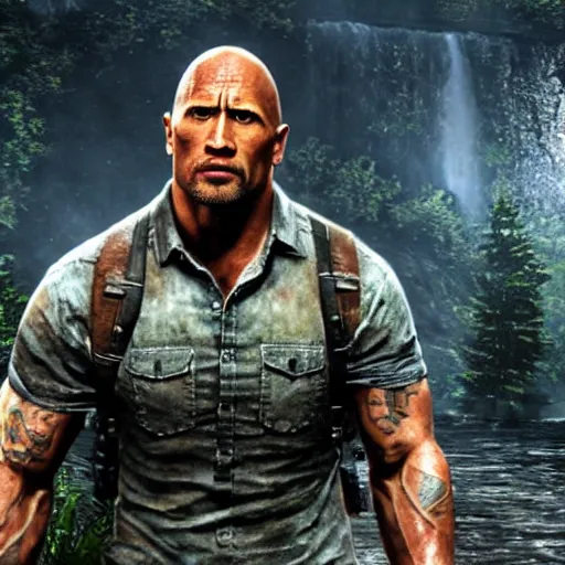 Image similar to dwayne johnson as a character from the last of us