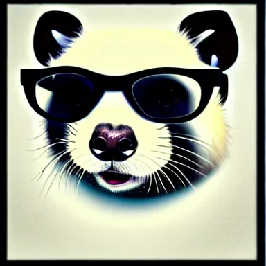 Prompt: cool ferret in black glasses, minimalism, art, digital art, high quality, by picasso