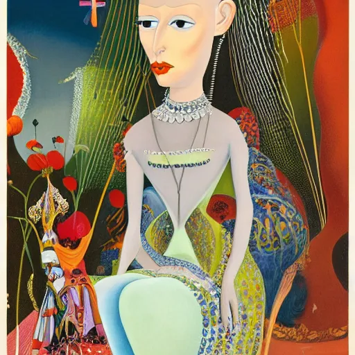 Image similar to a Hungarian portrait of a Queen, by Marcel Jankowicz, by Kay Nielsen, by Mary Blair, by Georgia o Keeffe, screenshot, fairy tale, dark fantasy