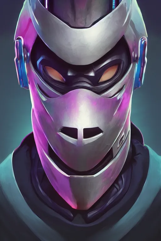 Image similar to epic mask helmet robot ninja portrait stylized as fornite style game design fanart by concept artist gervasio canda, behance hd by jesper ejsing, by rhads, makoto shinkai and lois van baarle, ilya kuvshinov, rossdraws global illumination radiating a glowing aura global illumination ray tracing hdr render in unreal engine 5