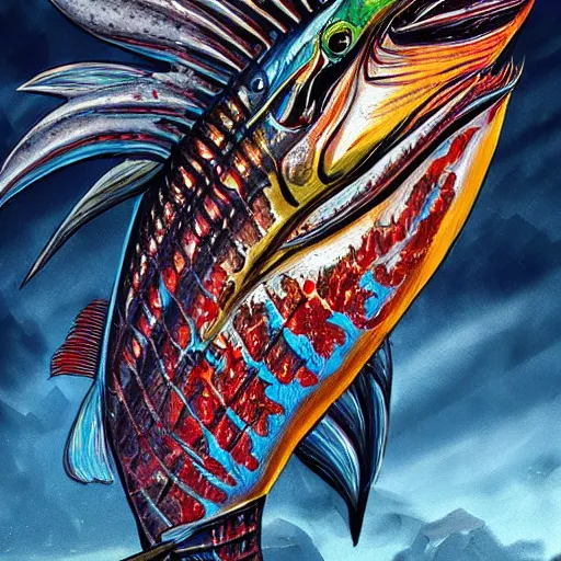 Image similar to zombified tribal sailfish, trending on artstation, ultra fine detailed, hyper detailed, hd, concept art, digital painting