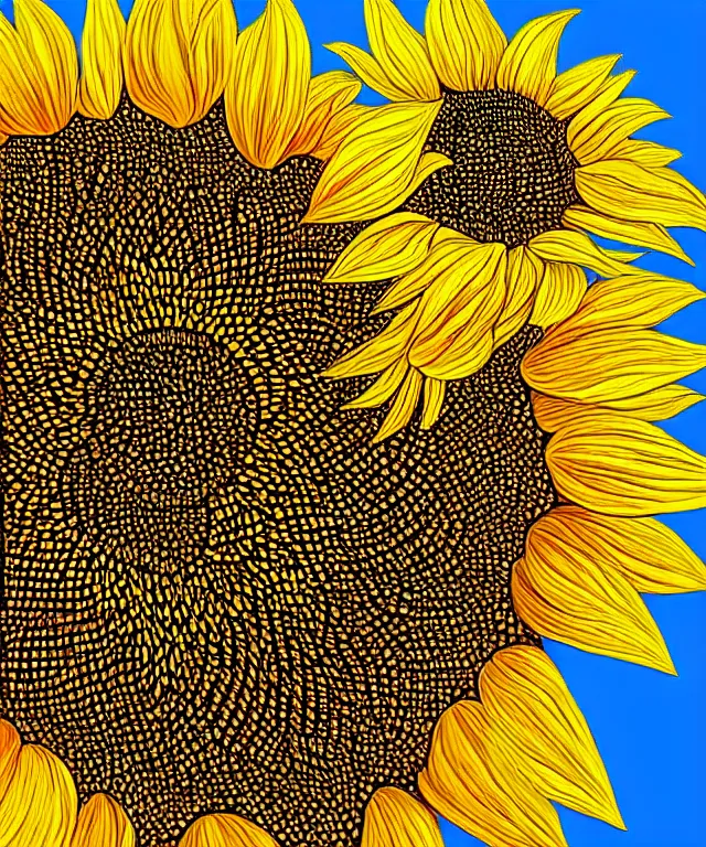 Image similar to perfectly detailed sunflower, heavenly, symmetrical, intricate, highly detailed, digital painting, smooth, sharp focus, illustration