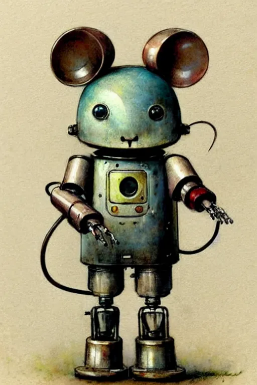 Image similar to (((((1950s retro robot mouse. muted colors.))))) by Jean-Baptiste Monge !!!!!!!!!!!!!!!!!!!!!!!!!!!!!!