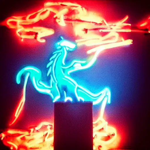 Image similar to “fire breathing dragon, neon lights”