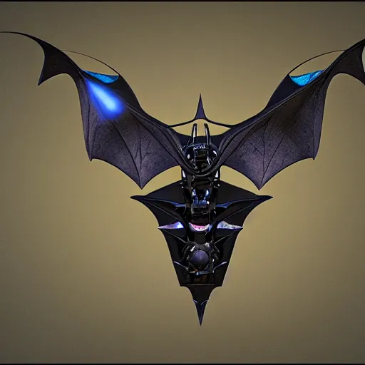 Image similar to a cybernetically enhanced bat, digital art, 3 d render, blender