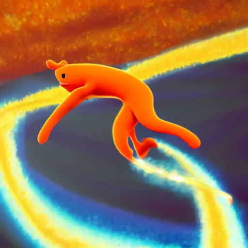 Prompt: a cheeto hitting earth at the speed of light