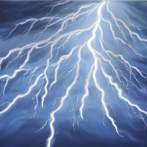 Image similar to airbrush painting of a blue storm clouds with lightning, at the centre of the painting is Jesus crown of thorns, highly detailed and dramatic lighting, smooth texture and clean details