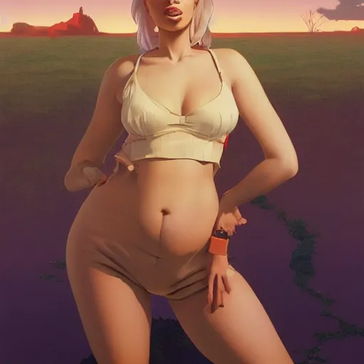 Prompt: 4k headshot of thicc Iggy Azalea from Macfarlane comics, killing with green fire by Craig Mullins, ilya kuvshinov, krenz cushart, epic , artgerm trending on artstation by Edward Hopper and Dan Mumford and WLOP and Rutkovsky, beksinski carl spitzweg moebius and tuomas kocar, intricate artwork by caravaggio, Unreal Engine 5, Lumen, Nanite , 4K headshot of godlike clown with defined arms and open hands and bloody clothes with giant mandala wings , intricate face , flawless anime cel animation by Kentaro Miura, psychedelic , highly detailed upper body , professionally post-processed , beautiful, scary, symmetry accurate features, epic, octane rendered, anime masterpiece, accurate