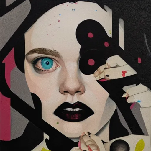 Image similar to Elle Fanning in hell picture by Sachin Teng, asymmetrical, dark vibes, Realistic Painting , Organic painting, Matte Painting, geometric shapes, hard edges, graffiti, street art:2 by Sachin Teng:4