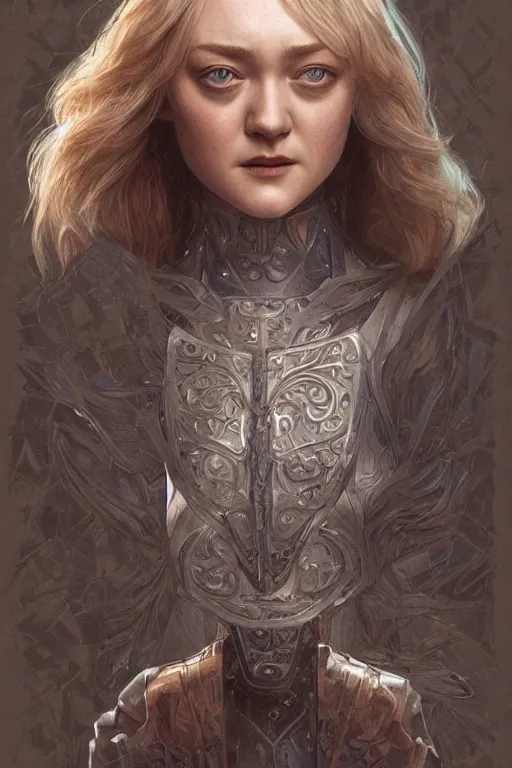 Image similar to Dakota Fanning as a ruggedly handsome hero, intricate, elegant, highly detailed, centered, digital painting, artstation, concept art, smooth, sharp focus, illustration, art by artgerm and donato giancola and Joseph Christian Leyendecker, WLOP