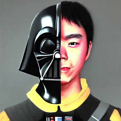 Image similar to realistic Portrait painting of Takeru Sato as Darth Vader, made by Michaelangelo, physical painting, Sharp focus,digital art, bright colors,fine art, trending on Artstation, unreal engine.