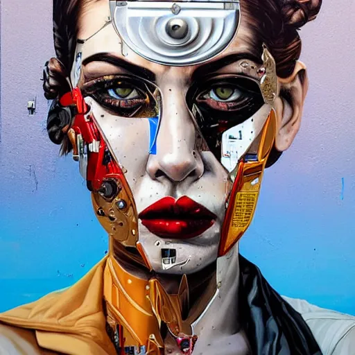 Prompt: portrait of a cyborg woman by Sandra Chevrier