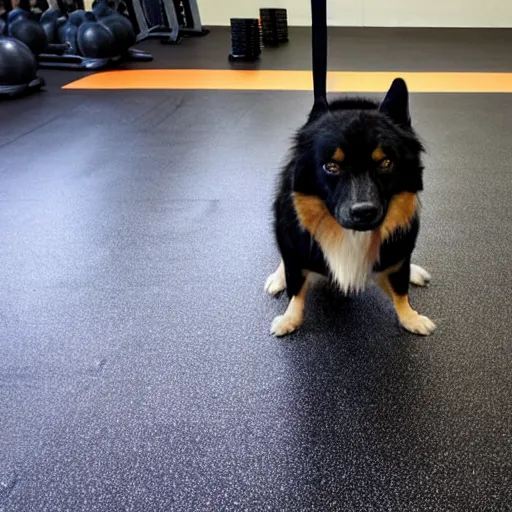 Image similar to a dog at the gym