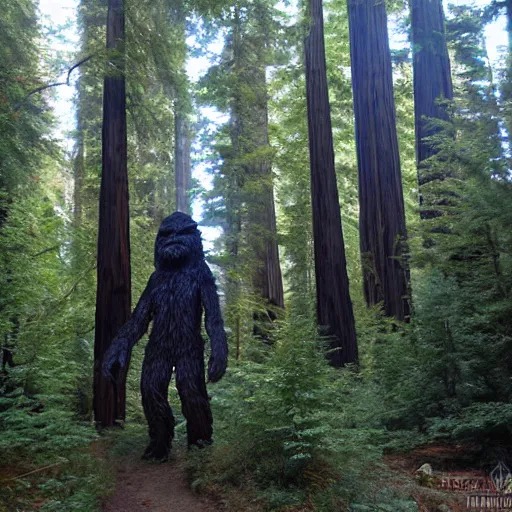 Prompt: ufo abduction bigfoot redwoods
