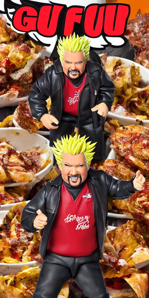 Image similar to Guy Fieri action figure, product photo, detailed, 4k