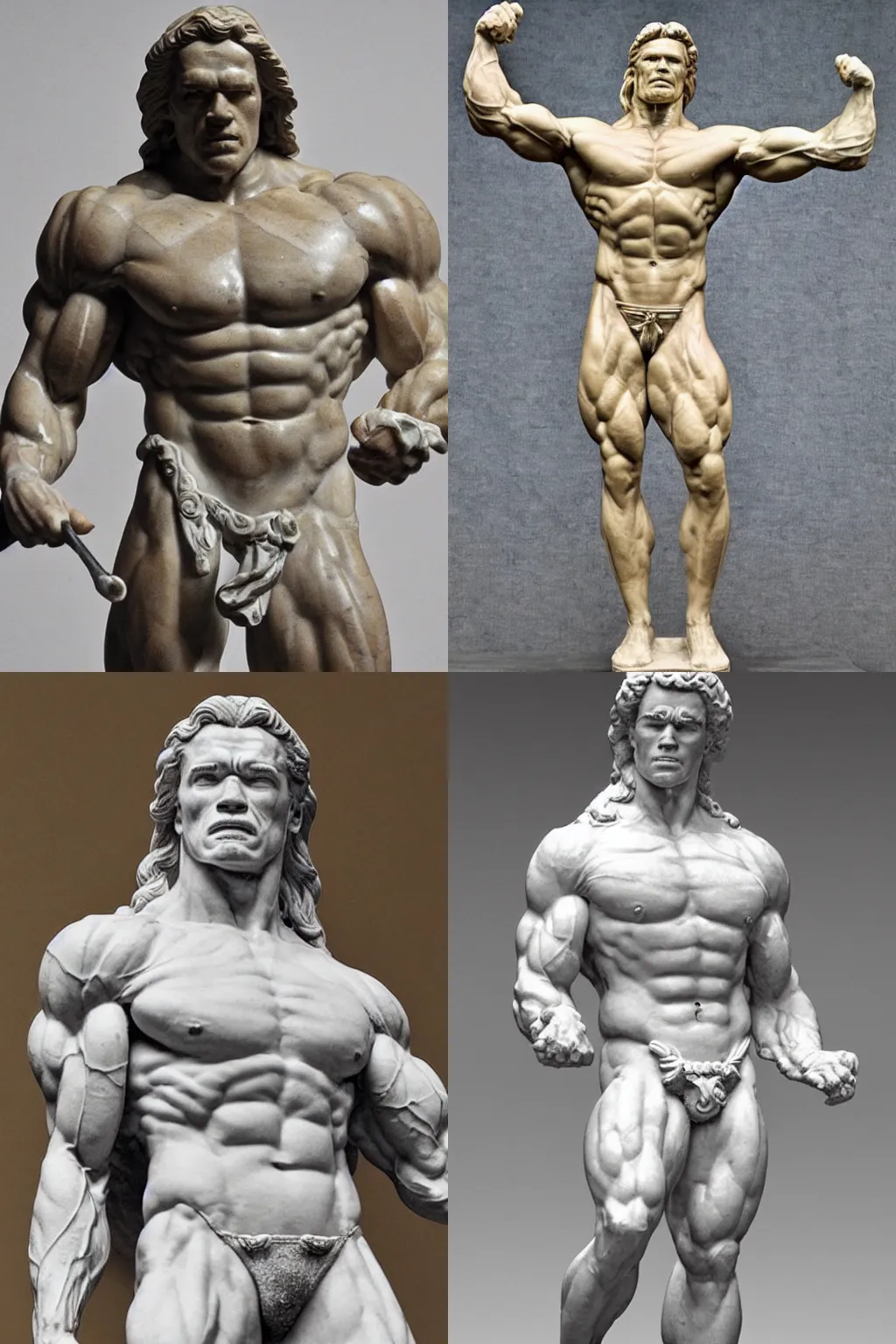 Prompt: ancient, highly detailed marble statue of Arnold Schwarzenegger