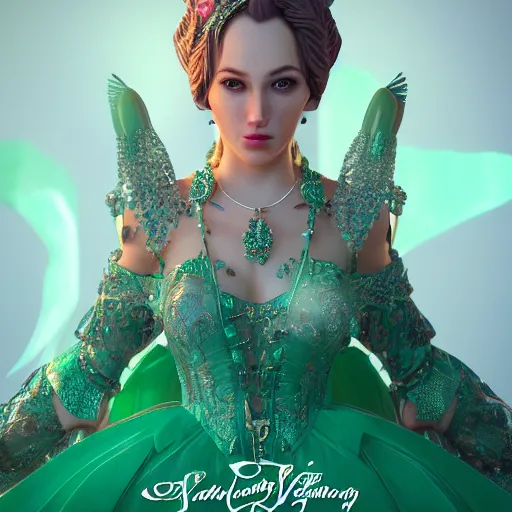 Image similar to wonderful princess of emerald with fair skin, ornate 8 k gorgeous intricate detailed, accent lighting, dramatic light, octane render