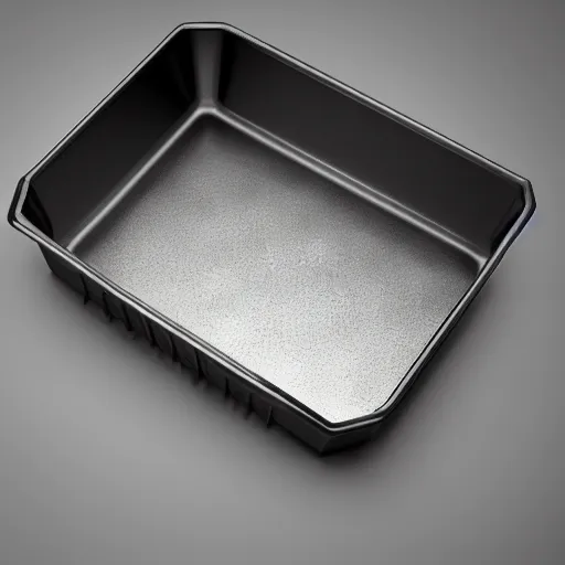 Prompt: 4K 3d render, dishwasher with cast iron skillet inside