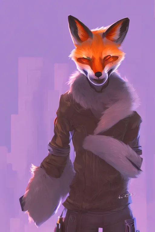 Image similar to a fox fursona, trending on artstation, by kawacy, furry art, digital art, cyberpunk, high quality, backlighting