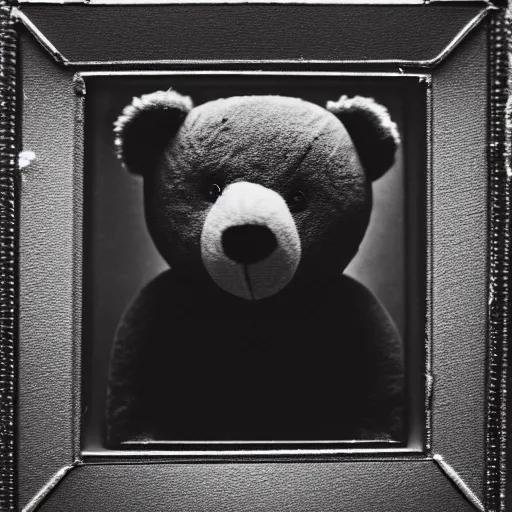 Prompt: a ( chiaroscuro lighting portrait ) of kanye west dressed as teddy bear mascot, black background, portrait by julia margaret cameron, shallow depth of field, 8 0 mm, f 1. 8