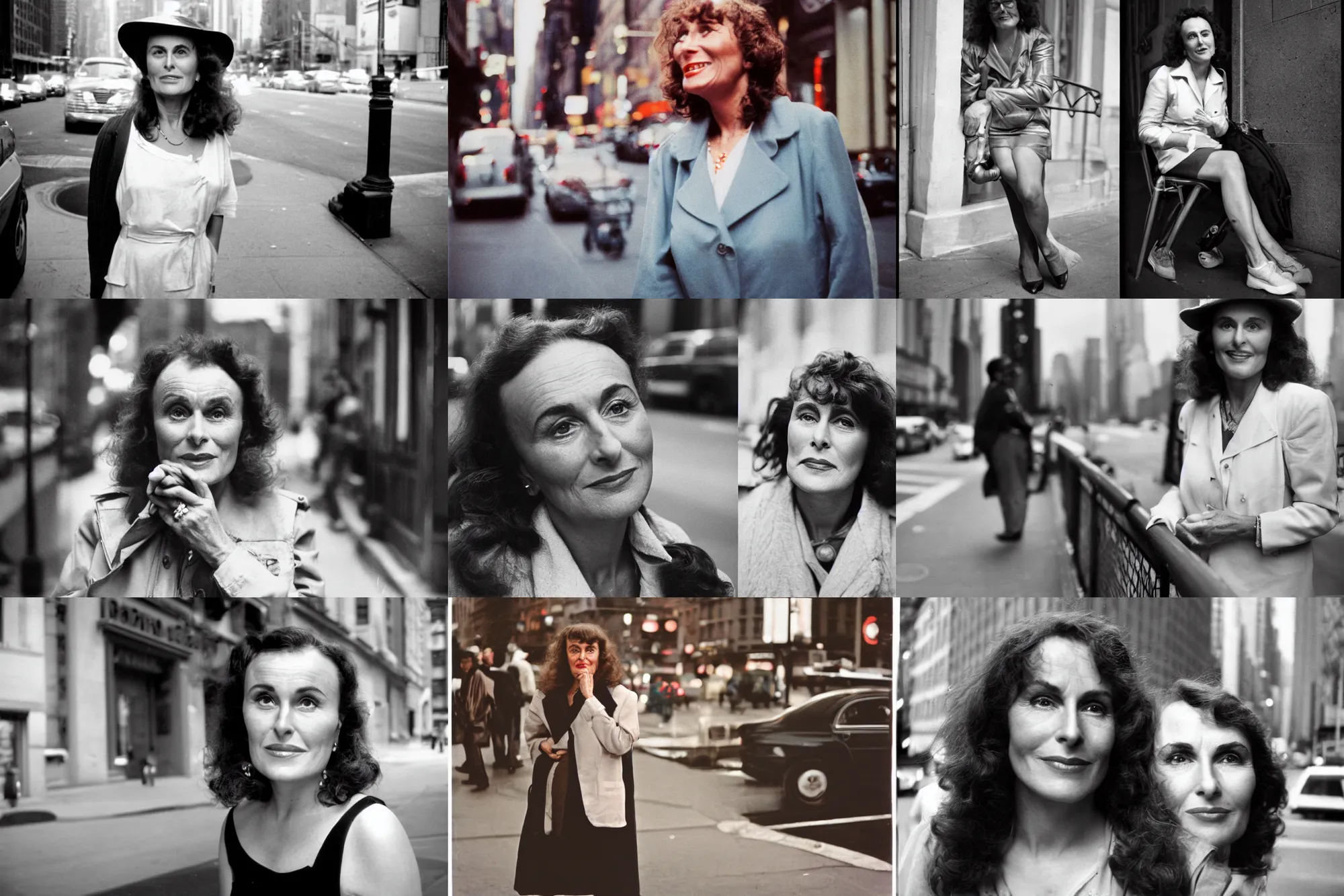 Prompt: Kodak Portra 400 Portrait of Paulette Goddard, Street Photography, New York