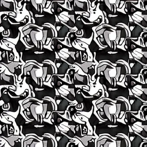 Prompt: interlocking cats, seamless repeating pattern, m. c. escher