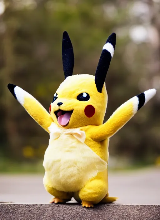 Prompt: portrait photo still of real life pokemon character pikachu, 8 k, 8 5 mm f 1. 8