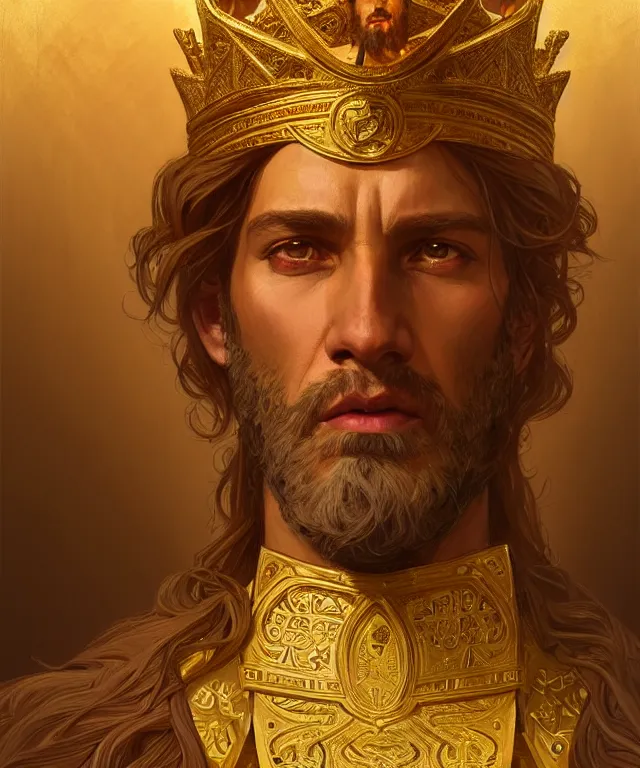 Image similar to portrait of biblical king of babylon, intricate, headshot, highly detailed, digital painting, artstation, concept art, sharp focus, cinematic lighting, illustration, art by artgerm and greg rutkowski, alphonse mucha, cgsociety