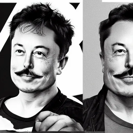 Image similar to Elon musk with a mustache in the style of salvador dalli