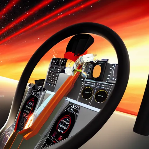 Prompt: control panel in a car featuring ejection seats, weapons control, and hyperdrive