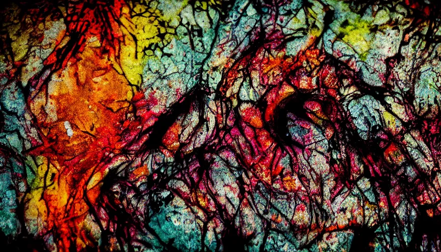 Prompt: sorrow intense likely, acid bleeding deep colors, sense of decay given, throw into the abyssal despair, various refining techniques, micro macro auto focus