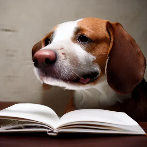 Prompt: photo of a dog devouring my homework