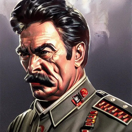 Image similar to joseph stalin as heavily damaged t - 8 0 0 terminator, highly detailed, digital painting, artstation, concept art, matte, sharp focus, illustration, art by artgerm and greg rutkowski and alphonse mucha