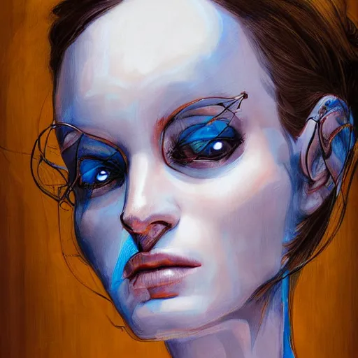 Image similar to portrait of female android by james jean