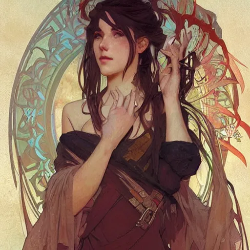 Image similar to Krenz Cushart, Greg Rutkowski, Alphonse Mucha