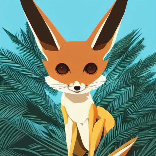 Prompt: fennec fox, clean cel shaded vector art. shutterstock. behance hd by lois van baarle, artgerm, helen huang, by makoto shinkai and ilya kuvshinov, rossdraws, illustration, foolish, palm trees, studio ghibli