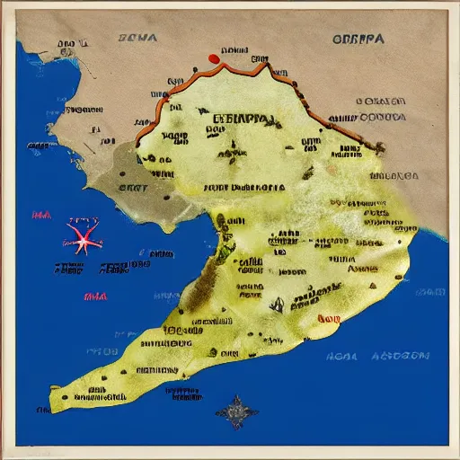 Image similar to a map of turkey invading greece, simplistic design.