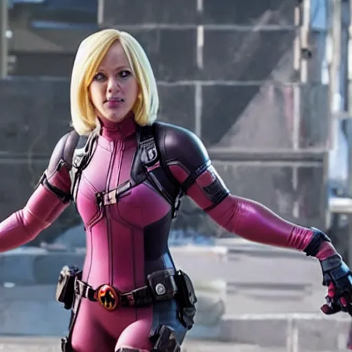 Image similar to A still of Gwenpool in Deadpool 3 (2023)